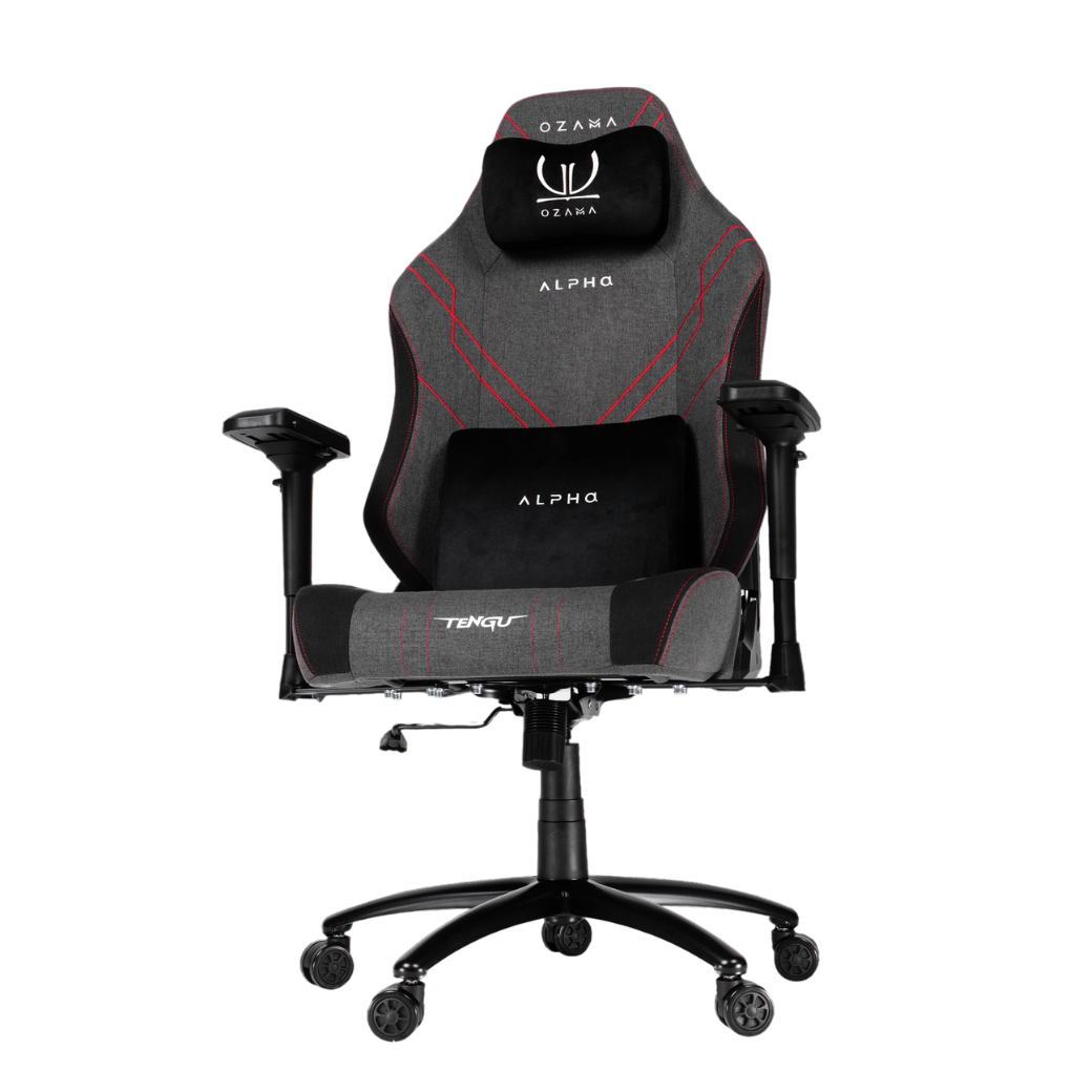 เก้าอี้เกมมิ่ง OZAMA ภายใต้แบรนด์ TENGUGAMINGGEARS รุ่น ALPHA FABRIC (CH-AP-F-RD) สีดำแดง เบาะผ้า_0